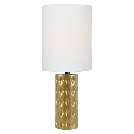 Mini Talbe Lamp, Gold Ceramic/White Linen Shade, E27 A 60W